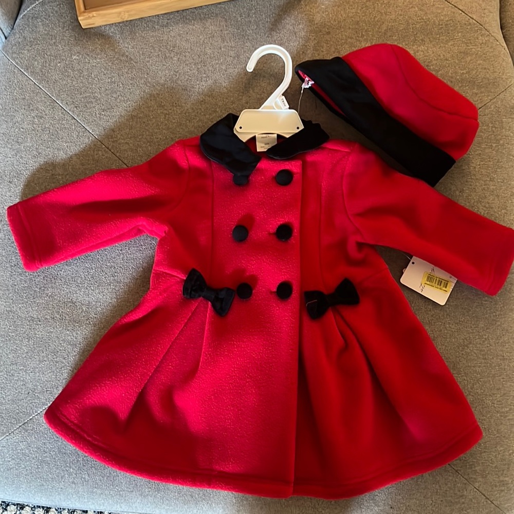 Red Peacoat with Matching Hat